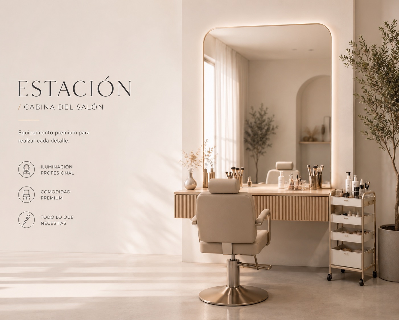 Estación de trabajo equipada disponible en renta en Labordē Studio & Hair EC